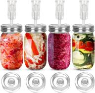 samshow fermentation kit - includes 4 nonslip grip glass weights and 4 stainless steel lids with airlocks for wide mouth mason jars ferments such as kimchi, sauerkraut, etc logo