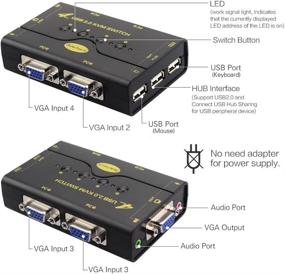 img 3 attached to 🔌 Wireless Keyboard Mouse Supported 4 Port VGA KVM Switch with USB Hub, Audio, and Push Button Switching