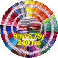 240 skeins of cross stitch threads - 100% egyptian long-staple cotton embroidery floss - mercerized crafts string for friendship bracelets - total 1920m - 8m per skein - 24 skeins per bag - 10 packages logo