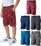 👖 set of 5 dry-fit camo sport active athletic shorts for boys, girls, youth, and teens logo