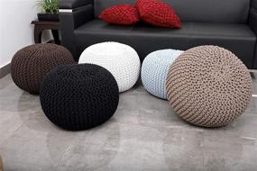 img 1 attached to Fernish Decor Hand Knitted Cotton Pouf Ottoman - Round Shape- Footrest, Foot Stool, Knit Bean Bag Floor Chair for Bedroom, Living Room - Accent Seat (20x20x14 Inch, Natural)