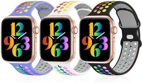 img 4 attached to iWabcertoo 3 Pack Sport Bands - Compatible with Apple Watch Bands 38mm-45mm, Breathable Soft Silicone Sport Wristbands Replacement Strap - For iWatch Series SE/6/5/4/3/2/1/7 - Women and Men