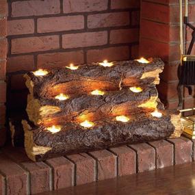 img 2 attached to 🔥 SEI Furniture Resin Tealight Faux Fireplace Log Candle Holder, 24", Rustic Wood: Cozy Ambiance Enhancer for Any Space!