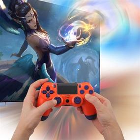 img 1 attached to 🎮 Bright Orange Wireless PS4 Game Controller with Dual Vibration Joystick - Not OEM