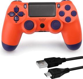 img 4 attached to 🎮 Bright Orange Wireless PS4 Game Controller with Dual Vibration Joystick - Not OEM