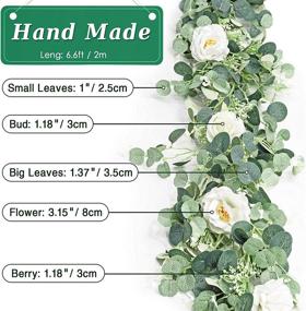 img 1 attached to 🌹 6.6 Feet Artificial Eucalyptus Garland with White Rose – Perfect Wedding Decoration - Versatile Indoor Outdoor Backdrop Wall Décor-Table Runner, Doorways Garland