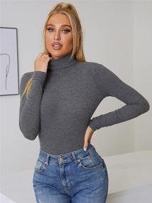 img 3 attached to Womens Basic Sleeve Turtleneck Blouse