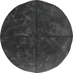 img 1 attached to SIMPLIHOME Connor Transitional Round Pouf: Distressed Black Leather Footstool for Living & Family Rooms