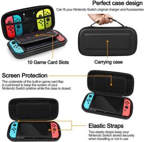 img 1 attached to 🎮 Nintendo Switch Accessories Bundle: Carrying Case, Screen Protector, Charging Dock, Playstand, Protective Case, Game Case, Joystick Cap, Grip & Steering Wheel (18-in-1)