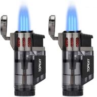 🔥 windproof triple jet flame torch lighter - 2 pack with gift box (gas not included) logo