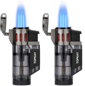 img 4 attached to 🔥 Windproof Triple Jet Flame Torch Lighter - 2 Pack with Gift Box (Gas Not Included)