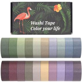 img 4 attached to 20-Piece Washi Tape Set: Colorful Masking Tapes for DIY Crafts, Scrapbooking, Bullet Journals - Decorative Nature-Themed, 15mm Wide