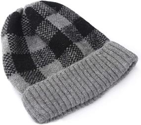 img 4 attached to 🧣 Plaid Beanie Ski Hats - Winter Warm, Soft, Stretchy, Unisex Knitted Skull Caps for Women and Men