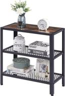 tajsoon rustic brown wood 3-tier side table with storage rack - multi-purpose decorative table for hallway, living room, bedroom, office - matte black logo