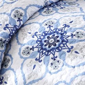 img 2 attached to 🛏️ Intelligent Design Cozy Quilt Set - Casual Boho Design for All Seasons - Coverlet Bedspread with Matching Shams and Decorative Pillow - Full/Queen Size - Cassy Blue