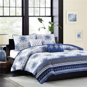 img 4 attached to 🛏️ Intelligent Design Cozy Quilt Set - Casual Boho Design for All Seasons - Coverlet Bedspread with Matching Shams and Decorative Pillow - Full/Queen Size - Cassy Blue