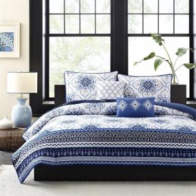 img 3 attached to 🛏️ Intelligent Design Cozy Quilt Set - Casual Boho Design for All Seasons - Coverlet Bedspread with Matching Shams and Decorative Pillow - Full/Queen Size - Cassy Blue