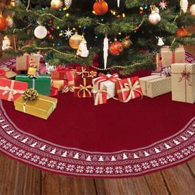 img 2 attached to 🎄 KHOYIME 48-Inch Burgundy Knitted Christmas Tree Skirt - Large Rustic Xmas Decorations for Holiday Room Décor and Party Ornaments (Red, 36-Inch)