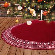 🎄 khoyime 48-inch burgundy knitted christmas tree skirt - large rustic xmas decorations for holiday room décor and party ornaments (red, 36-inch) logo