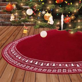 img 4 attached to 🎄 KHOYIME 48-Inch Burgundy Knitted Christmas Tree Skirt - Large Rustic Xmas Decorations for Holiday Room Décor and Party Ornaments (Red, 36-Inch)
