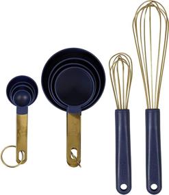 img 3 attached to 🔵 Navy Blue and Gold 10-Piece Wilton Measuring Cups, Measuring Spoons, and Whisks Set - Stylish and Functional Kitchen Tools