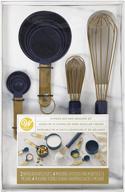 🔵 navy blue and gold 10-piece wilton measuring cups, measuring spoons, and whisks set - stylish and functional kitchen tools logo