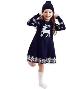 img 4 attached to 👗 Stylish NNJXD Girls Long Sleeve Autumn Winter Knit Sweater Christmas Dress: Perfect Casual Wear for the Season