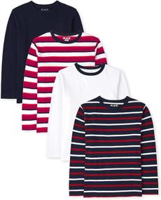 img 4 attached to Children's Place Boys' Pack of 4 Striped Tops