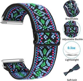 img 2 attached to Limque Stretch Watch Bands: Elastic Replacement Wristband for 👉 Fitbit Versa, Adjustable and Soft for Women and Men - Blue-Green