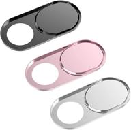 eyekop webcam camera cover slide - ultra-thin metal privacy shield for macbook pro, imac, laptop, pc, ipad, iphone, smartphone (3-pack, black/pink/silver) logo