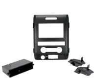 scosche fd1438b double din dash kit, black - compatible with 2009-12 ford f-150 xl, iso din+pocket design logo