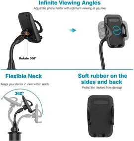 img 2 attached to 📱 Car Cup Holder Phone Mount: Adjustable Gooseneck Cradle for Cell Phones - 360° Rotatable, Fits iPhone, Samsung, Huawei, and More!