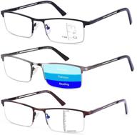 anti blue light half frame progressive multifocus reading glasses, semi rimless readers for men logo