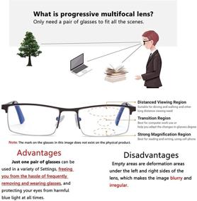 img 1 attached to Anti Blue Light Half Frame Progressive Multifocus Reading Glasses, Semi Rimless Readers for Men