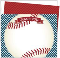 premium baseball thank you cards: set of 25 red and navy flat note cards and envelopes - high-quality heavy card stock 5.5” x 4.25” design logo