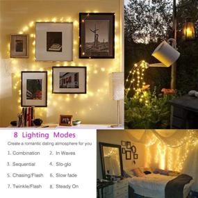 img 3 attached to 🔋 Lyhope Battery Christmas Lights: 2 Pack 33ft 100 LED Fairy Lights - Waterproof, 8 Modes, Remote Control - Outdoor/Indoor Wedding, Holiday Xmas Decorations, Warm White