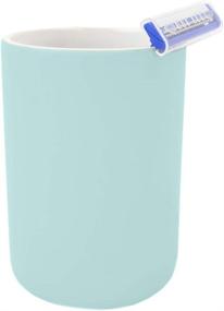 img 1 attached to 🛁 Home Basics Blue Beautiful 4-Piece Rubberized Ceramic Bath Set - Stylish Lotion Dispenser, Dish, Tumbler, Toothbrush Holder for Gorgeous Bathroom Decor - Ideal Gift & Decorating Idea