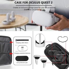 img 2 attached to 🎮 Набор аксессуаров для Oculus Quest 2 от HIJIAO: Жесткий кейс, накладка на рукоятку контроллера, крепление на пальцы, подушечка для оголовья, силиконовый чехол для лица, защитная накладка для линз и плечевой ремень (черный).