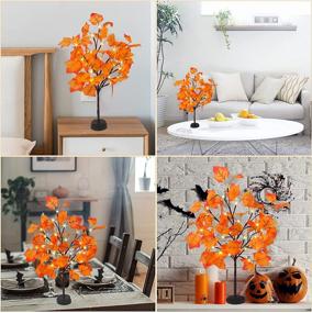 img 1 attached to 🍁 Prelit Tabletop Artificial Fall Maple Tree: 22-Inch Thanksgiving Decor with 24 Lights