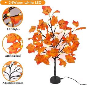 img 3 attached to 🍁 Prelit Tabletop Artificial Fall Maple Tree: 22-Inch Thanksgiving Decor with 24 Lights