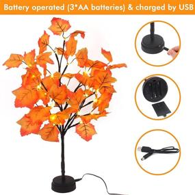 img 2 attached to 🍁 Prelit Tabletop Artificial Fall Maple Tree: 22-Inch Thanksgiving Decor with 24 Lights