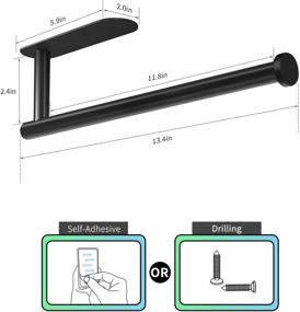 img 2 attached to Black VAEHOLD Adhesive Paper Towel Holder – Under Cabinet Wall Mount 🧻 for Kitchen Paper Towel, Stick to Wall - SUS304 Stainless Steel Roll Holder