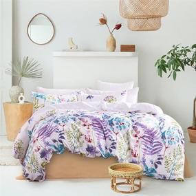 img 4 attached to 🌸 Lavender Floral Duvet Cover Set - Twin Size Comforter Cover & Pillowcases - Boho Style Lavender Bedding Sets