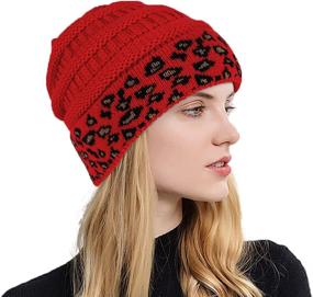 img 3 attached to 🐆 Stylish DOCILA Winter Beanie Hats for Women: Slouchy Leopard Animal Knit Skull Cap with Vintage Cheetah Print Head Cover