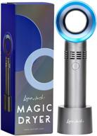 🌬️ lyon lash portable usb rechargeable bladeless mini fan/air conditioning blower/handheld cooling dryer, essential eyelash extension supplies, rapid drying of extensions glue/adhesive (nickel/blue) logo