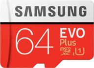 📷 samsung evo plus 64gb microsdxc uhs-i u3: ultimate full hd & 4k uhd memory card + adapter (mb-mc64ha) logo