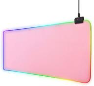 🖱️ улучшите свою игровую систему с розовым rgb-ковриком для игровых мышей - большим светящимся подсветкой, с 14 режимами подсветки, анти-скользящей резиновой основой - идеально подходит для геймеров! 31.5x12 x 0.16 дюймов - розовый логотип