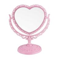 🌸 heart-shaped pink liitrton tabletop vanity makeup mirror - two sided rotatable decorative mirrors for bathroom and bedroom logo