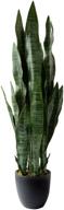 🌿 36" tall royal imports dark green artificial sansevieria leaf plant in decorative planter - life-like faux snake plant, mother-in-law tongue tree логотип