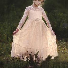 img 3 attached to 🌸 Stunning Lace Flower Girl Dress: Long Sleeved Wedding Princess Dress by CQDY